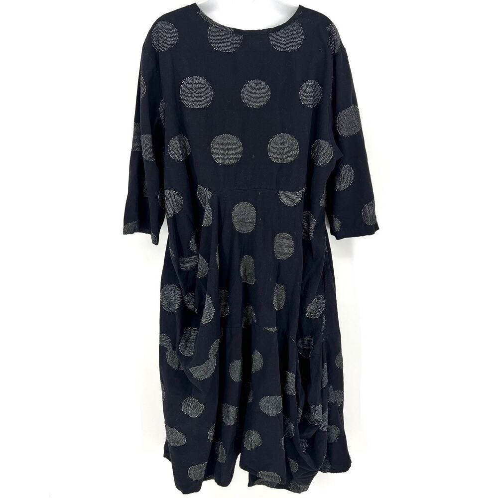 Dress to Kill Jane Mohr Black Large Dot Dress Wearable Art 100% Cotton One Size